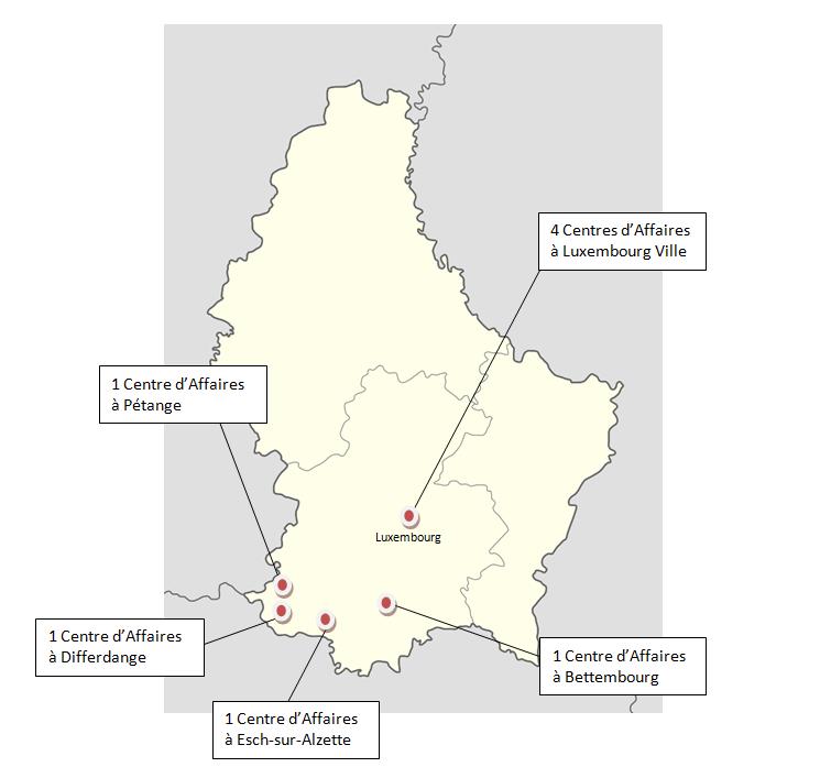 Carte Luxembourg Centres d'affaires